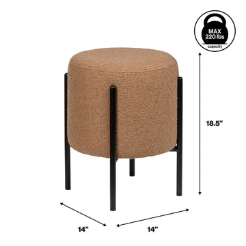 Silvia 18.5" Modern Metal/Bouclé Cushioned Vanity Stool - JONATHAN Y